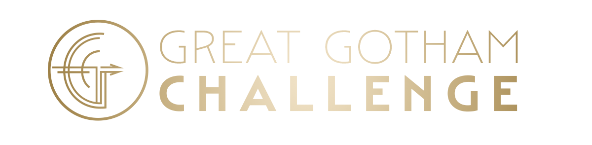 The Great Gotham Challenge logo.  An icon with an art deco G inside a circle with the business name.